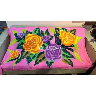 Best Quality Rayon Sarong Hand Painted Flower Design by Balinese Artisans